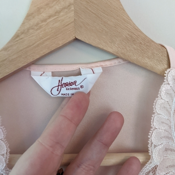 Vintage 70s Pasel Pink Satin and Lace Babydoll Nightie Set - Picture 17 of 17